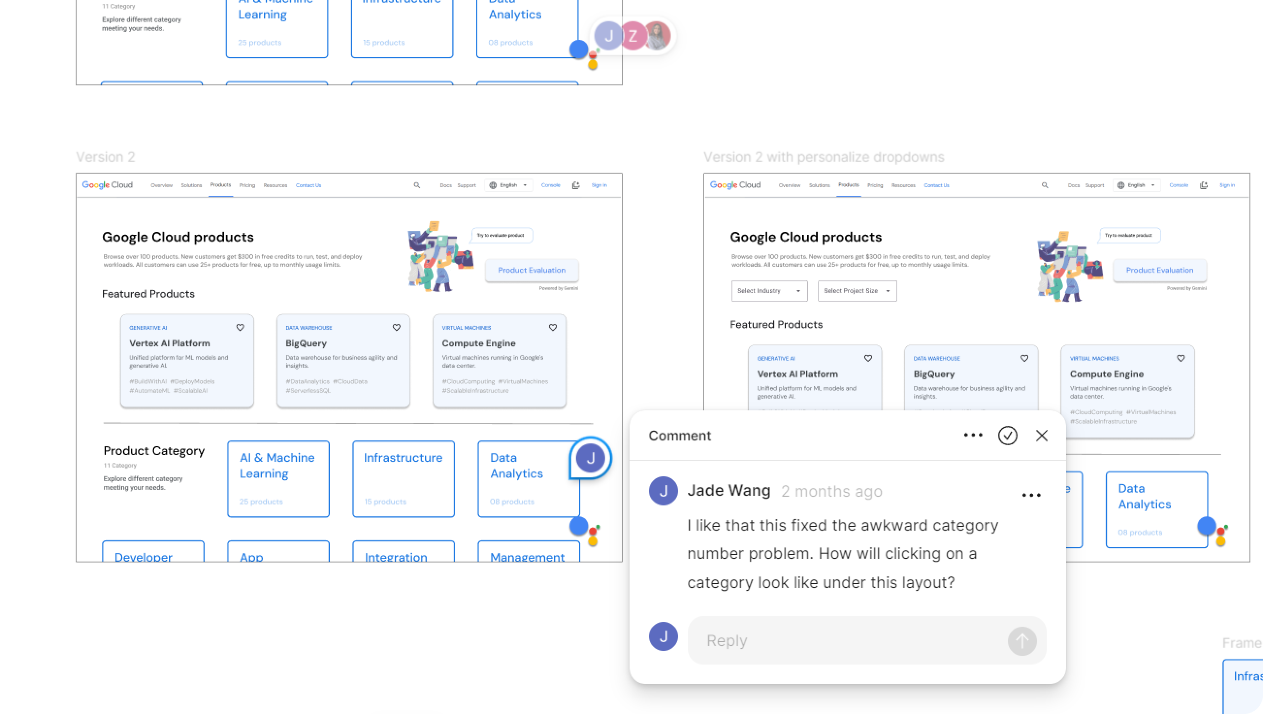 screenshot of my design feedback